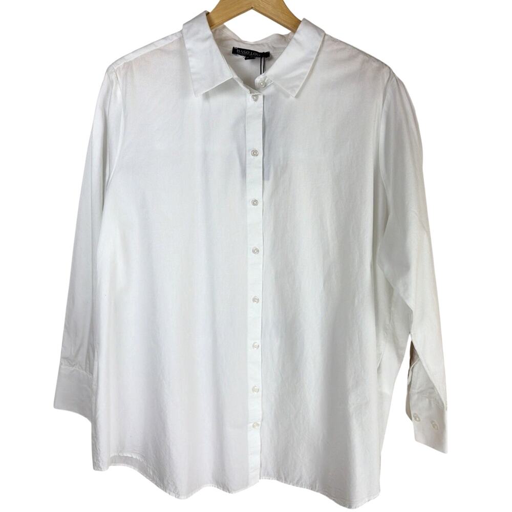 NWT Basic Level by YEST Aliza White Cotton Poplin Button Up Dress Shirt Size 20